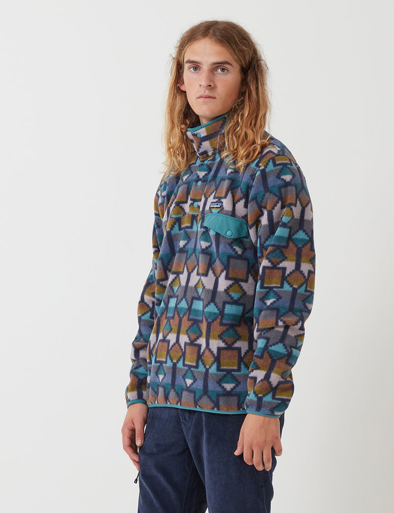 Patagonia Synchilla Snap-T Print Pullover - Cedar Mesa New Navy Blue