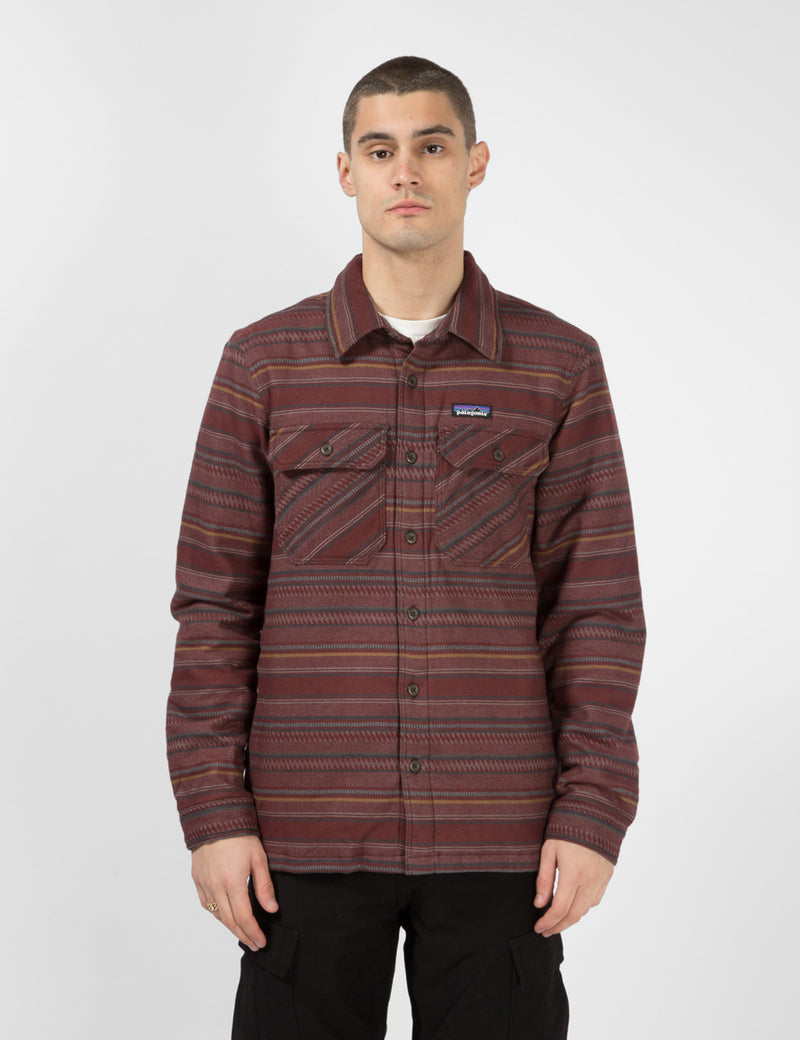 Patagonia Insulated Fjord Jacket (Folk Dobby Stripe) - Dark Ruby