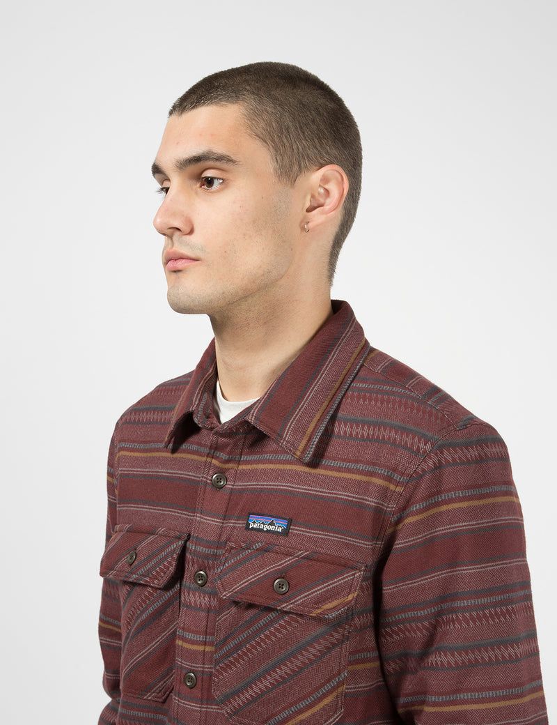 Patagonia Insulated Fjord Jacket (Folk Dobby Stripe) - Dark Ruby