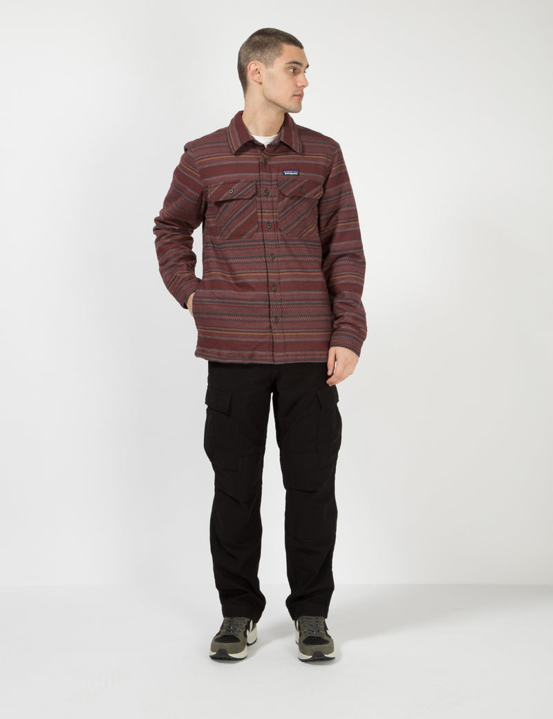 Patagonia Insulated Fjord Jacket (Folk Dobby Stripe) - Dark Ruby