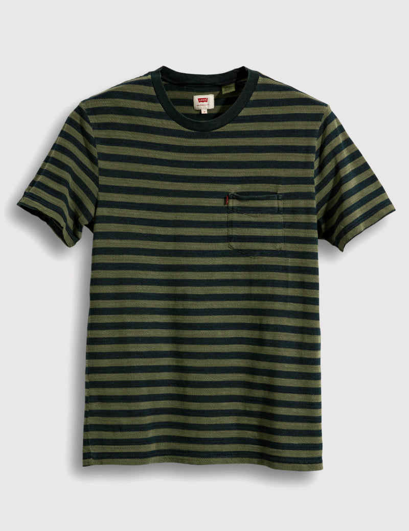 T-shirt Rayé Poche Levis Sunrise - Vert Olive