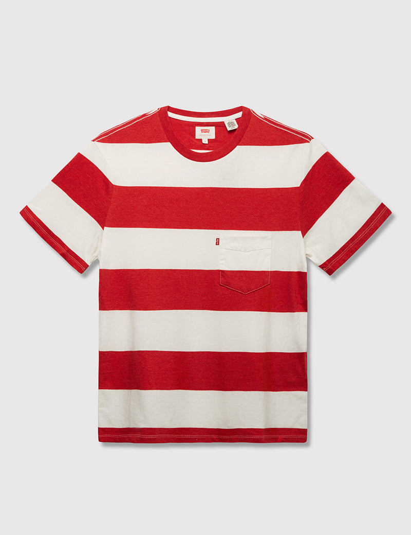 Levis Sunset Pocket T-shirt (Stripe) - Cherry Bomb Red