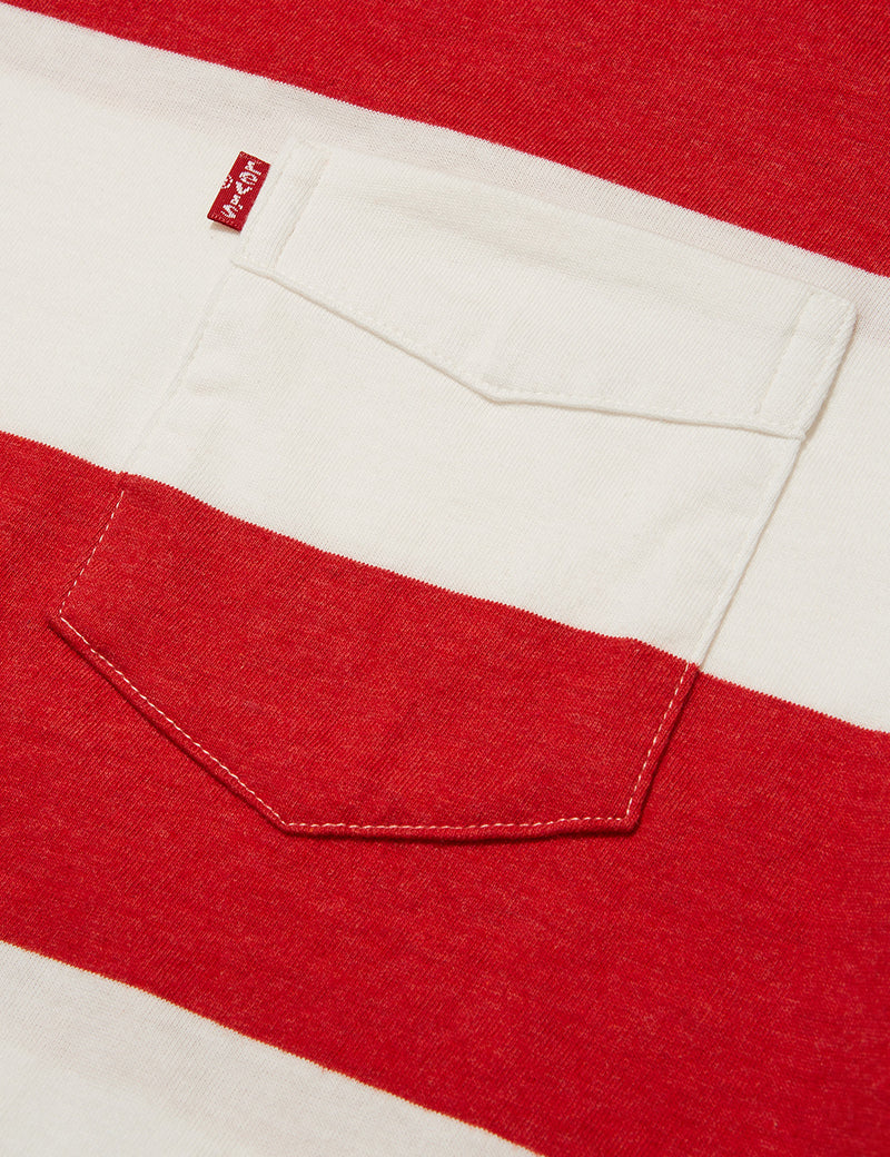 Levis Sunset Pocket T-shirt (Stripe) - Cherry Bomb Red