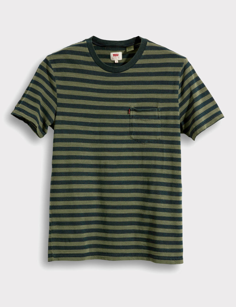 Levis Sunset Pocket T-shirt (Stripe) - Navy/Sea Green