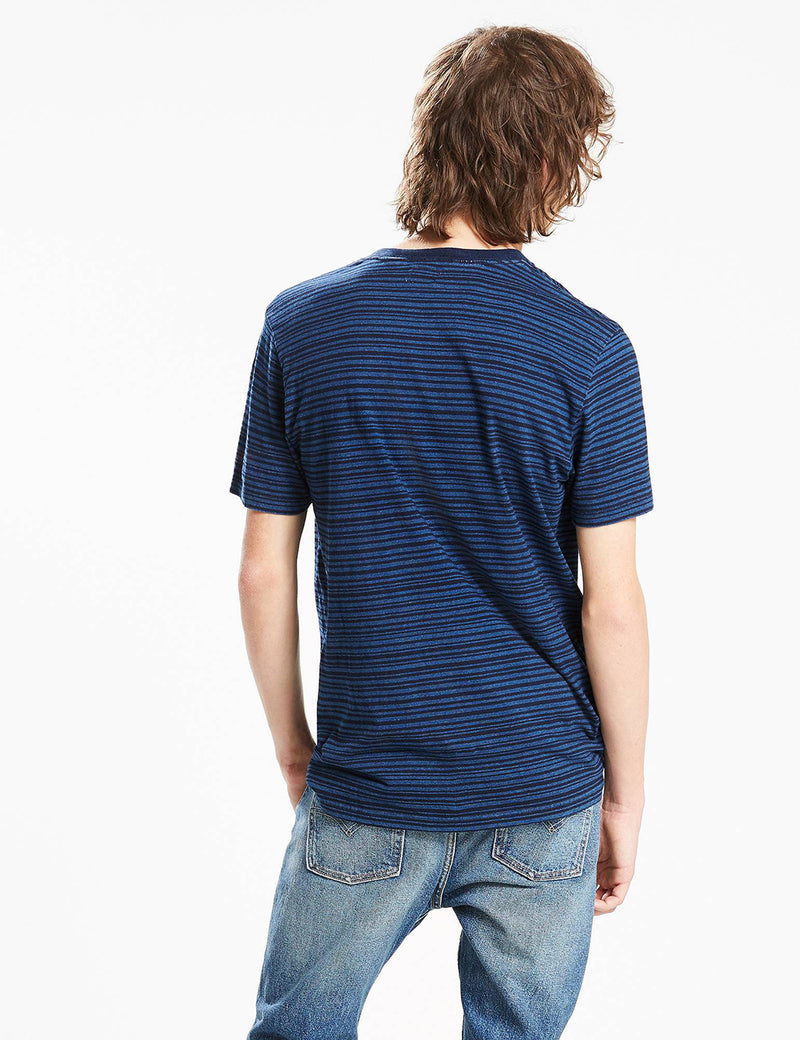 Levis 선셋 포켓 스트라이프 티셔츠-다크 인디고 블루