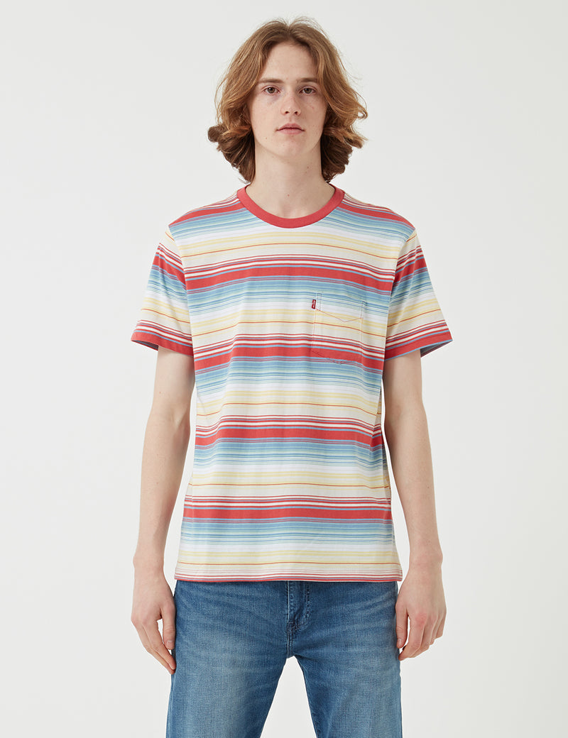 Levis Sunset Pocket T-shirt (Stripe) - Fiesta Stripe