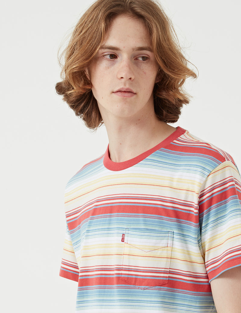 Levis Sunset Pocket T-shirt (Stripe) - Fiesta Stripe