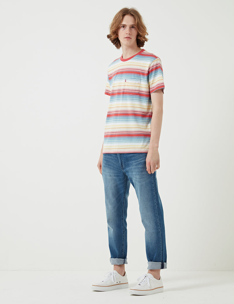 Levis Sunset Pocket T-shirt (Stripe) - Fiesta Stripe