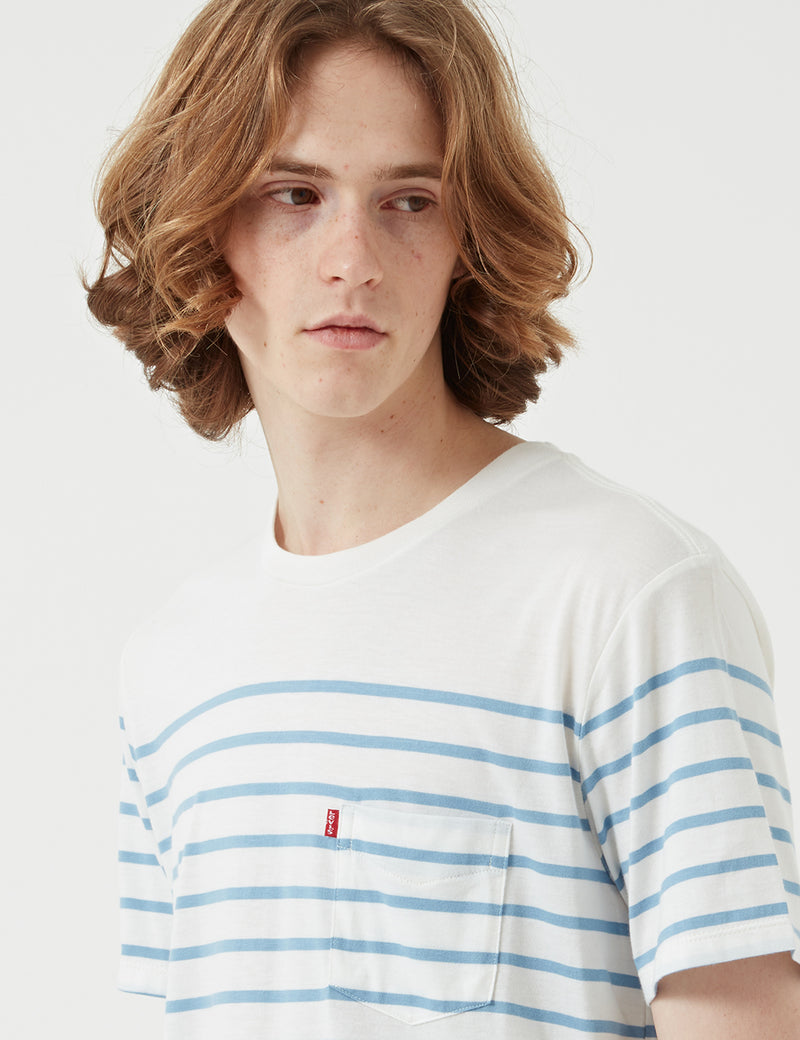 リーバイスサンセットポケットTシャツ（ストライプ）-Supima Marshmallow/Allure Stripe