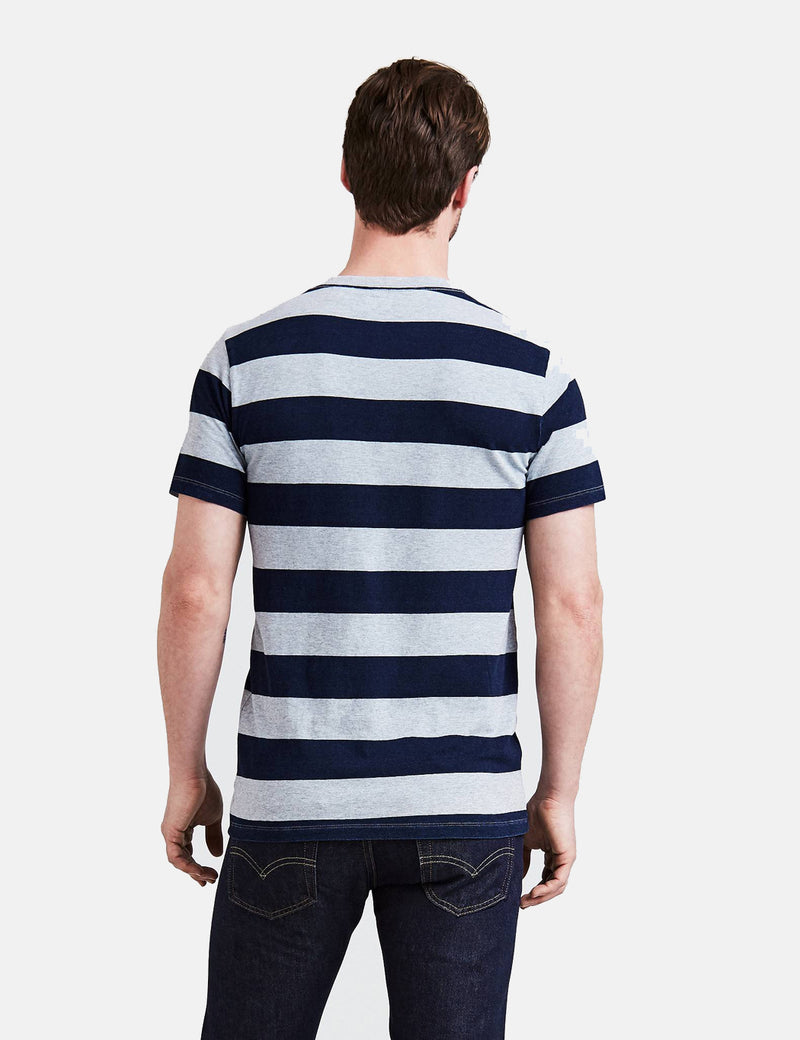 Levis Set-In Sunset Pocket T-shirt (Stripe) - Indigo/Grey Heather