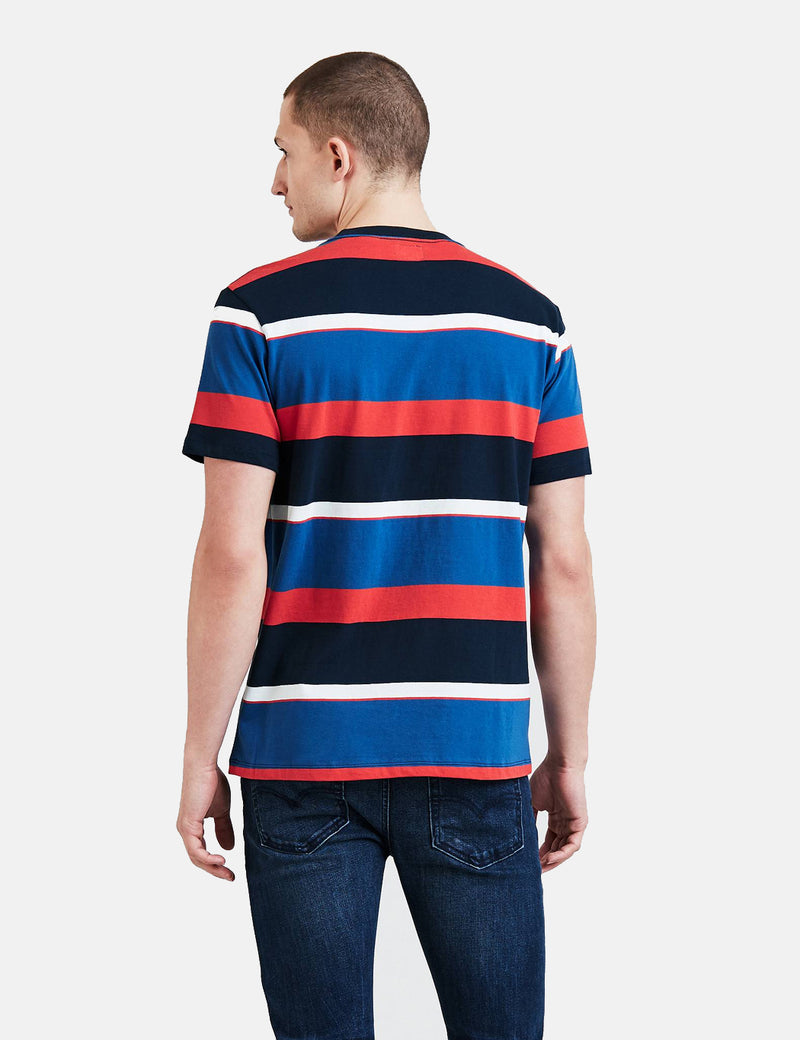Levis Set-In Sunset Taschen-T-Shirt (Stripe) - Rugby-Kleid Blues / Galaxy Blau
