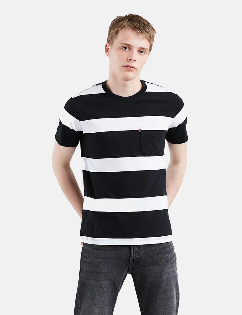 Levis Set-In Sunset Pocket T-shirt (Stripe) - White/Black