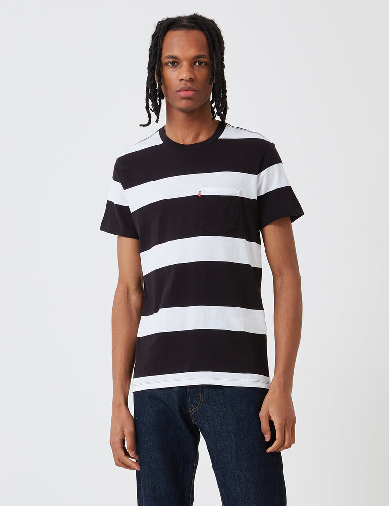Levis Set-In Sunset Pocket T-shirt (Stripe) - White/Black