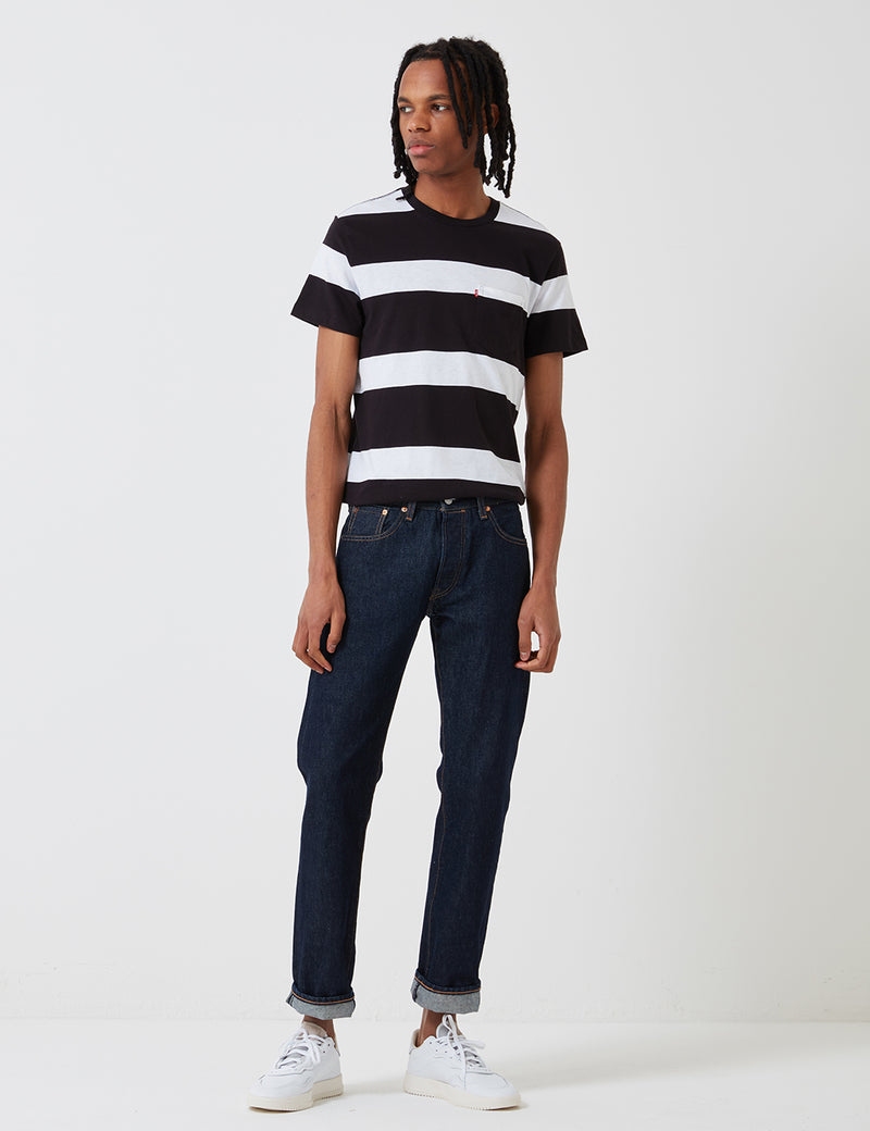 Levis Set-In Sunset Pocket T-shirt (Stripe) - White/Black