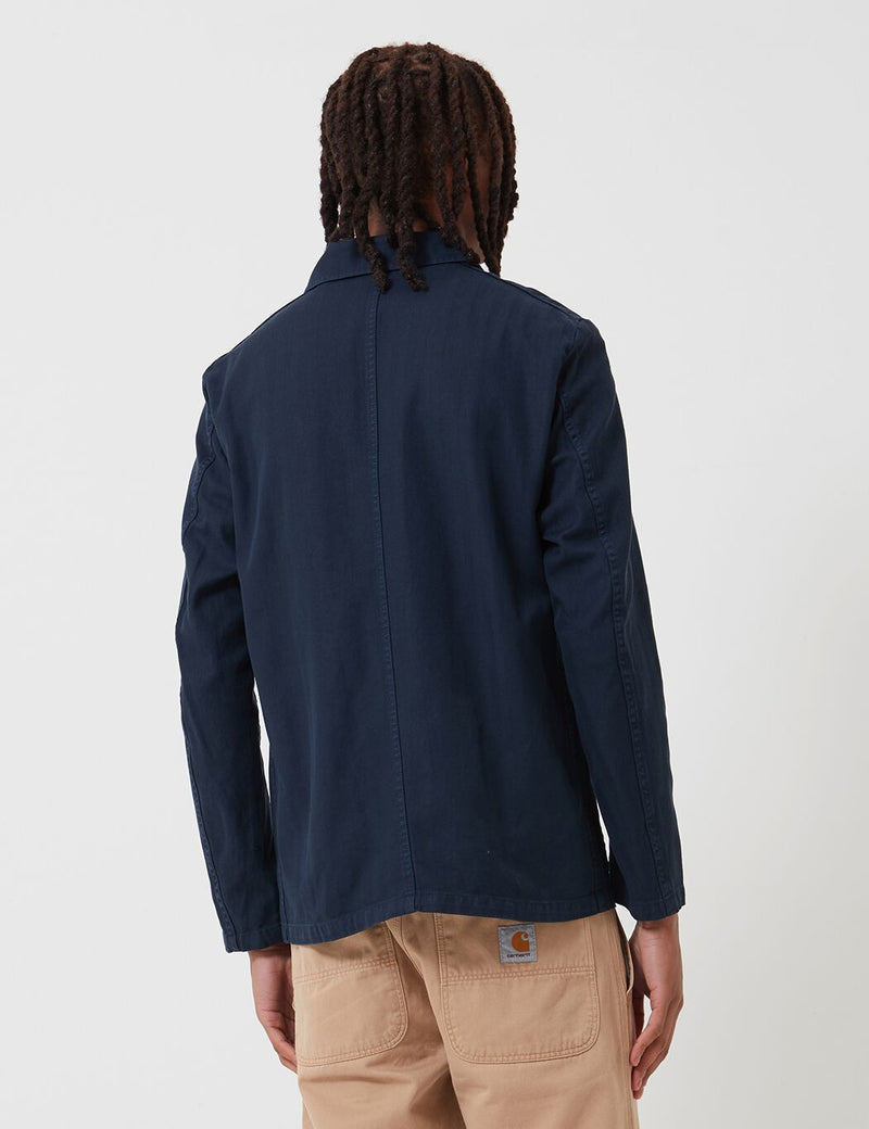 Vetra French Workwear Jacket (Herringbone Cotton) - Navy Blue
