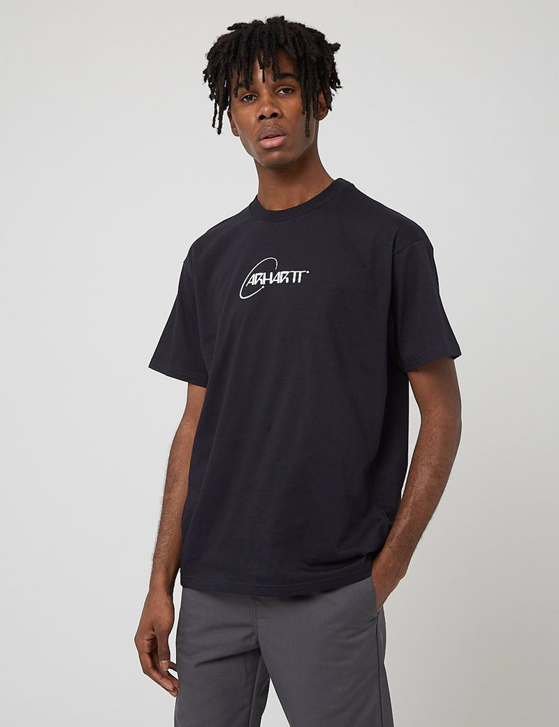 T-Shirt Carhartt-WIP Orbit - Bleu Marine Foncé/Blanc
