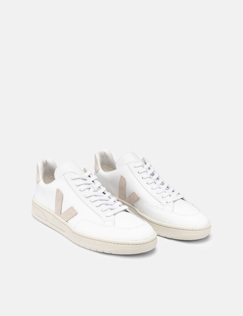 Womens Veja V-12 Leather Trainers - Extra White/Sable