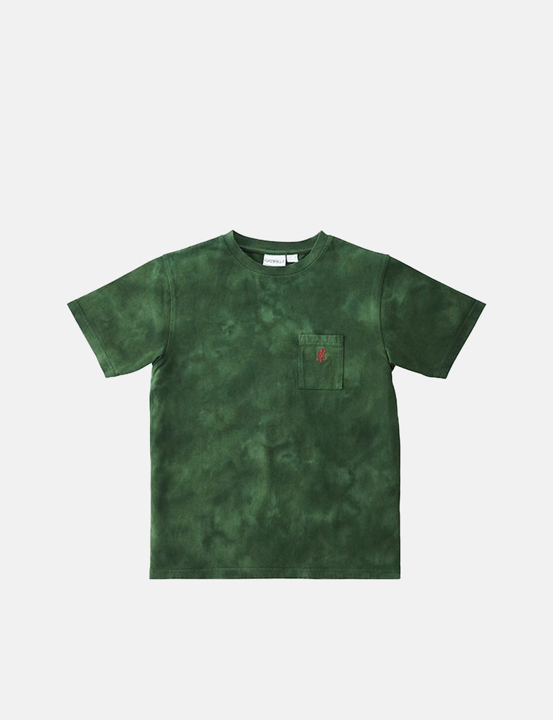 Gramicci One Point Taschen-T-Shirt (Tie Dye) - Olivgrün