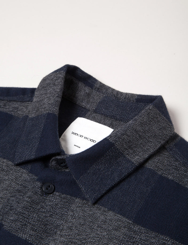 Wood Wood Greco Check Shirt - Navy