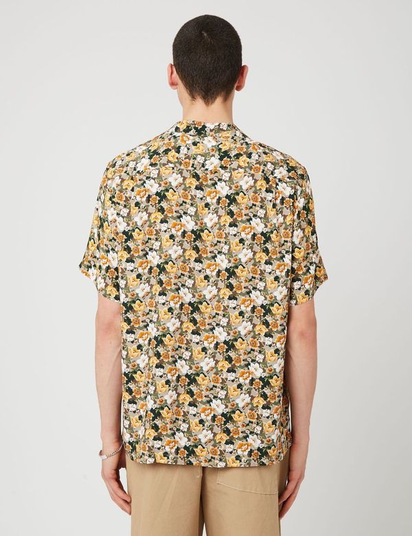 Chemise MC Portuguese Flannel Camo Flower - Marron