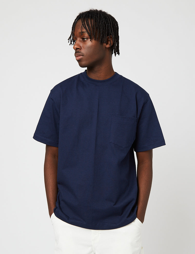 Camber USAポケットTシャツ（8オンスコットン）-ネイビーブルー