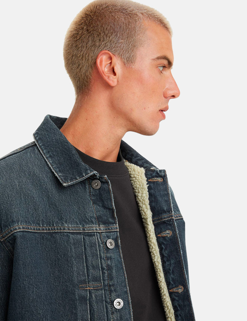 Levis Made & Crafted Type II Sherpa Jacket - Medium Indigo Blue