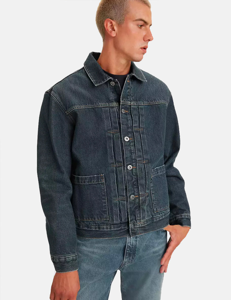 Levis Made & Crafted Type II シェルパ ジャケット - ミディアム インディゴ ブルー