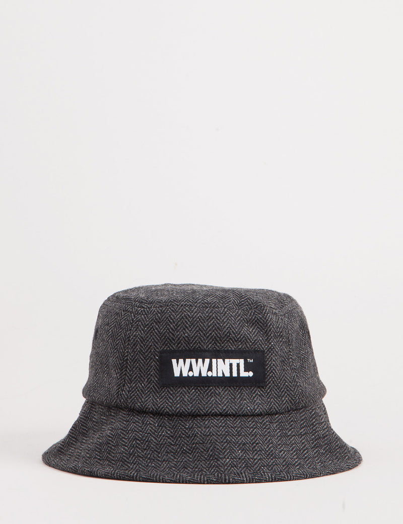 Wood Wood INTL Tweed Bucket Hat - Dark Grey