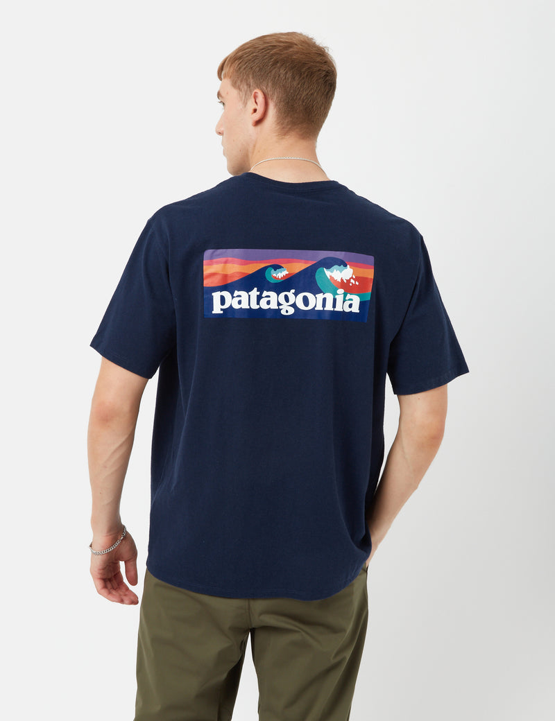 Patagonia BoardShorts 로고 포켓 리스폰시빌리 티셔츠 - 스톤 블루