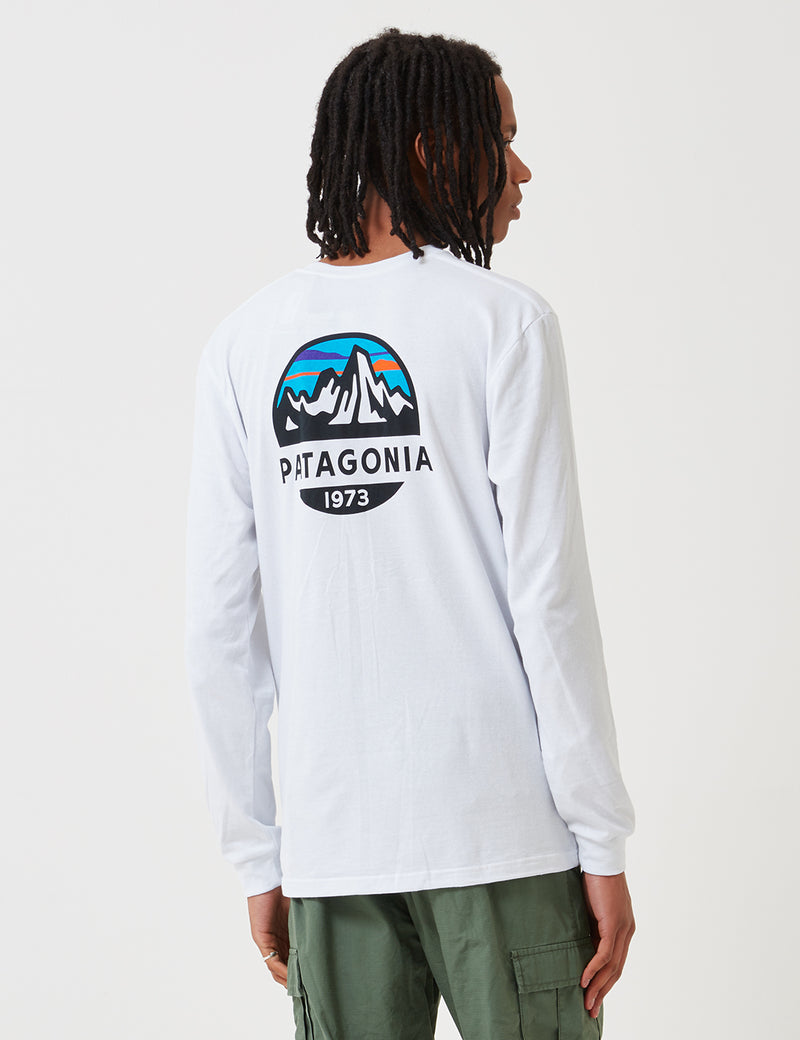 パタゴニアフィッツロイスコープ長袖責任-Tシャツ-ホワイト
