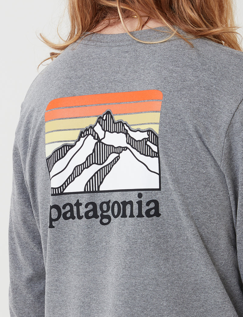 Patagonia Line Ridge Logo Responsibili-Tee Long Sleeve T Shirt - Gravel Heather Grey