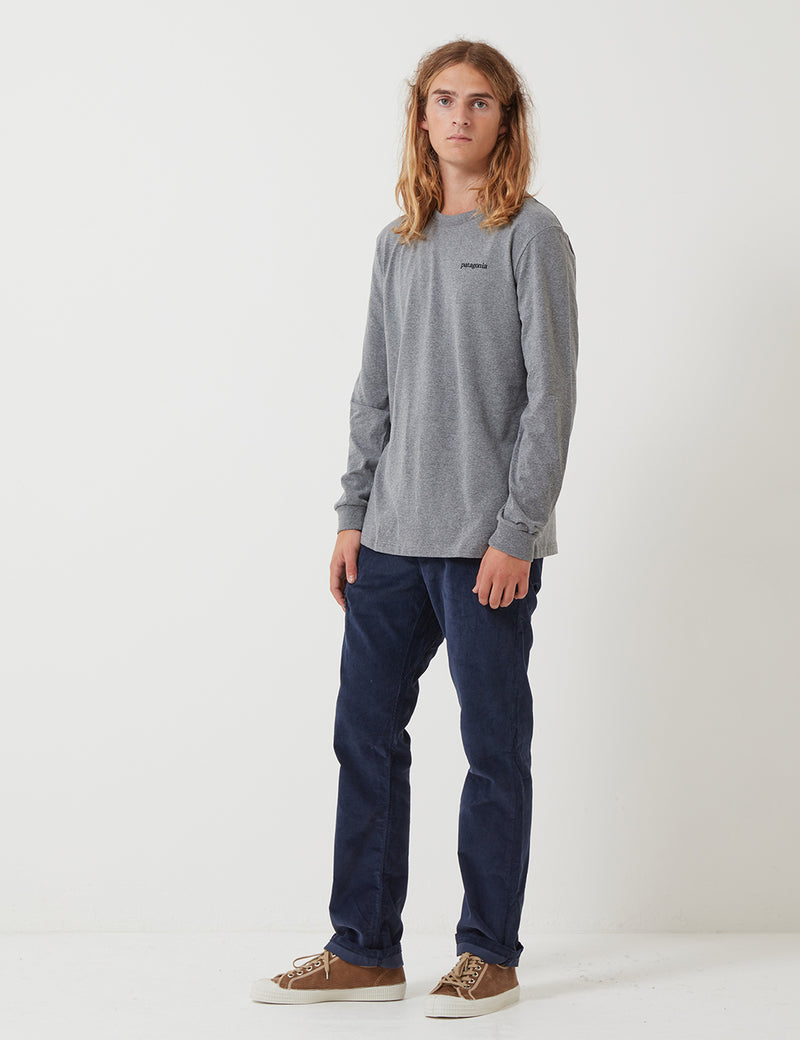 Patagonia Line Ridge Logo Responsibili-Tee Long Sleeve T Shirt - Gravel Heather Grey