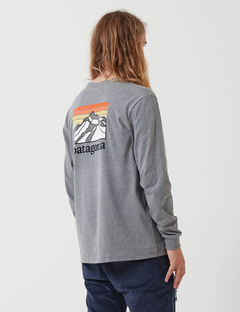 Patagonia Line Ridge Logo Responsibili-Tee Long Sleeve T Shirt - Gravel Heather Grey