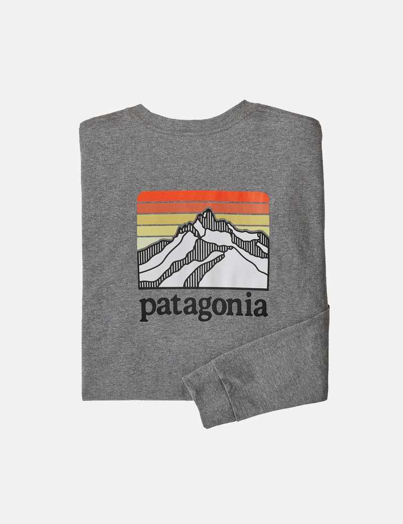 Patagonia Line Ridge Logo Responsibili-Tee Long Sleeve T Shirt - Gravel Heather Grey