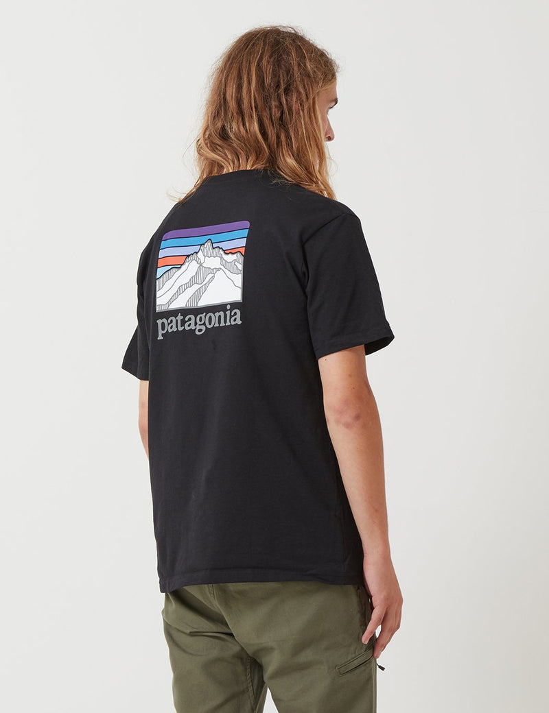 Patagonia Linie Ridge Logo-Tasche Responsibili-T T-Shirt - Schwarz / Violett