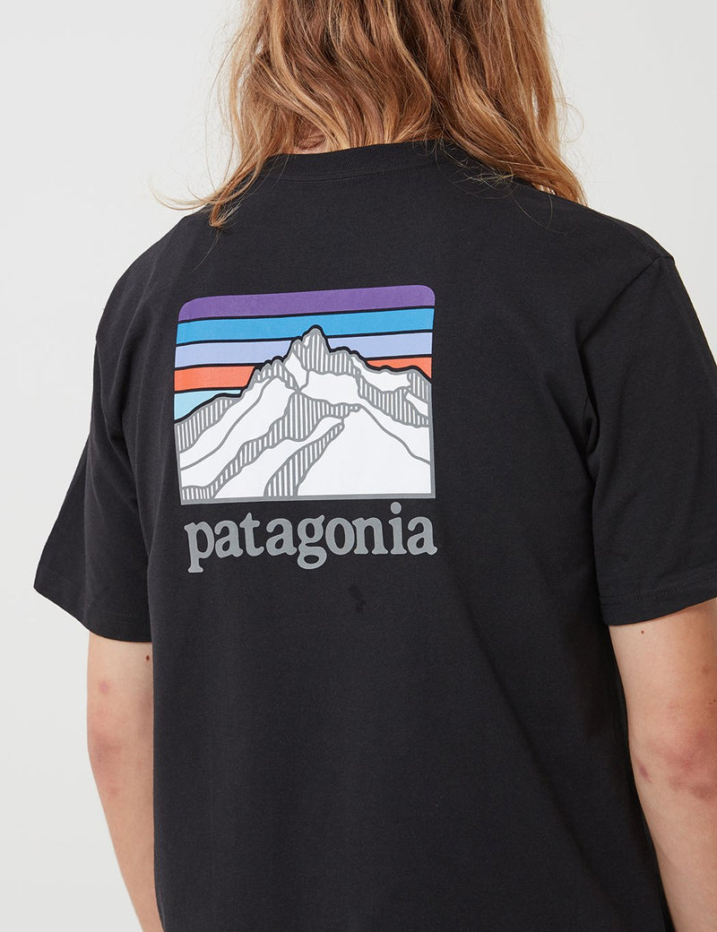 Patagonia Linie Ridge Logo-Tasche Responsibili-T T-Shirt - Schwarz / Violett
