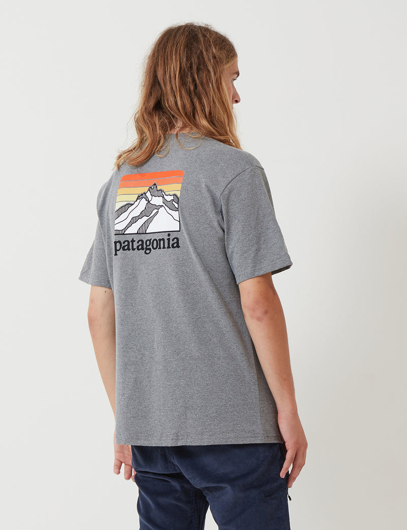 Patagonia Line Ridge Logo Pocket Responsibili-­Tee T­-Shirt - Gravel Heather Grey