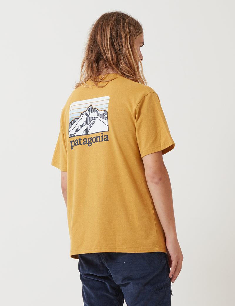 Patagonia Line Ridge Logo Pocket Responsibili-­Tee T­-Shirt - Glyph Gold