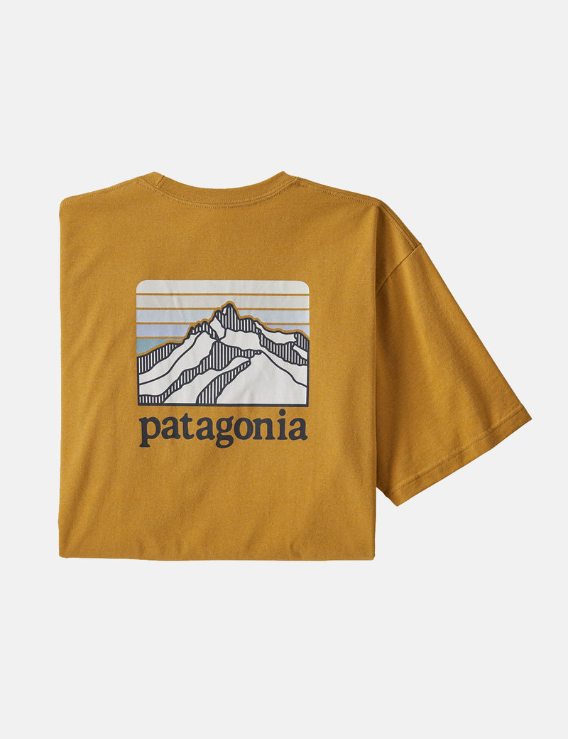 Patagonia 라인 릿지 로고 포켓 리스폰시 빌리 티 티셔츠-글리프 골드