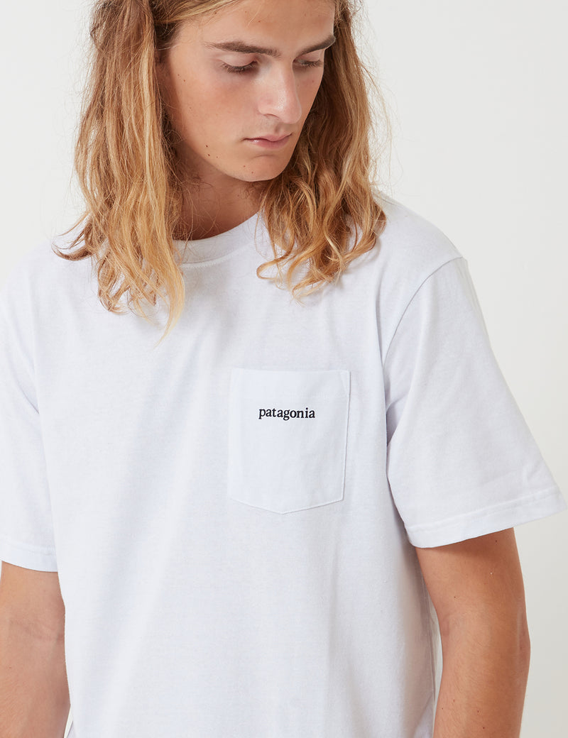Patagonia Line Ridge Logo Pocket Responsibili-­Tee T­-Shirt - White