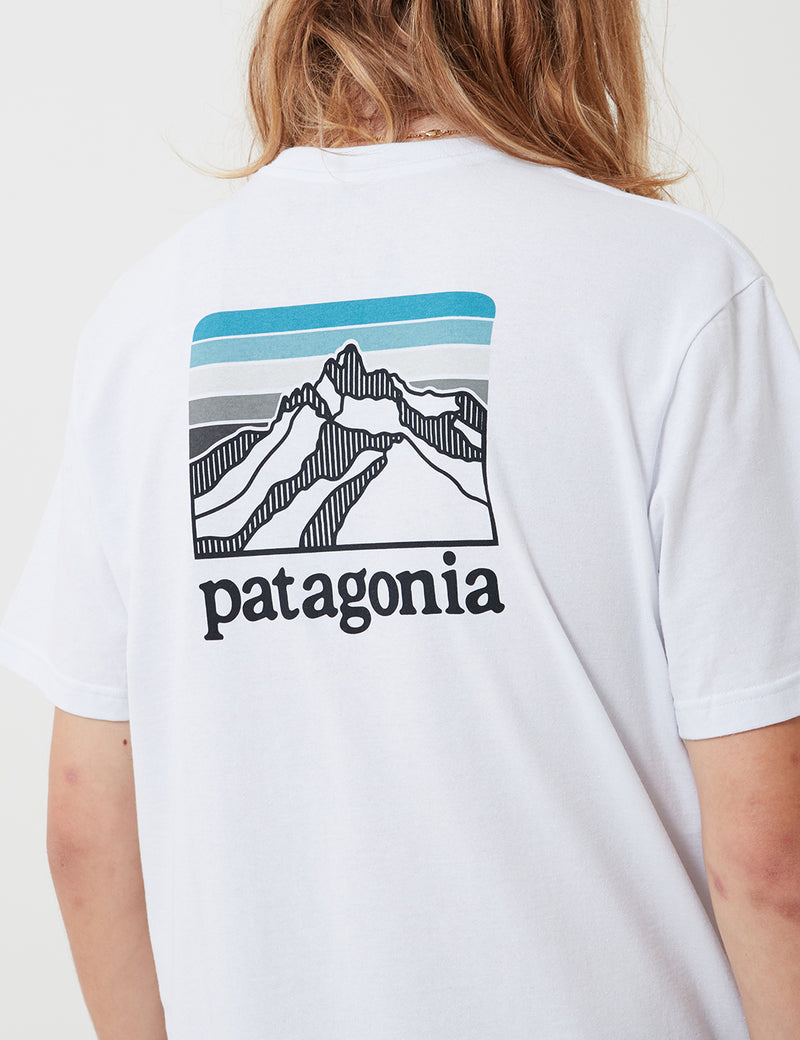 T-shirt Patagonia Line Ridge Logo Pocket Responsibili-Tee - Blanc