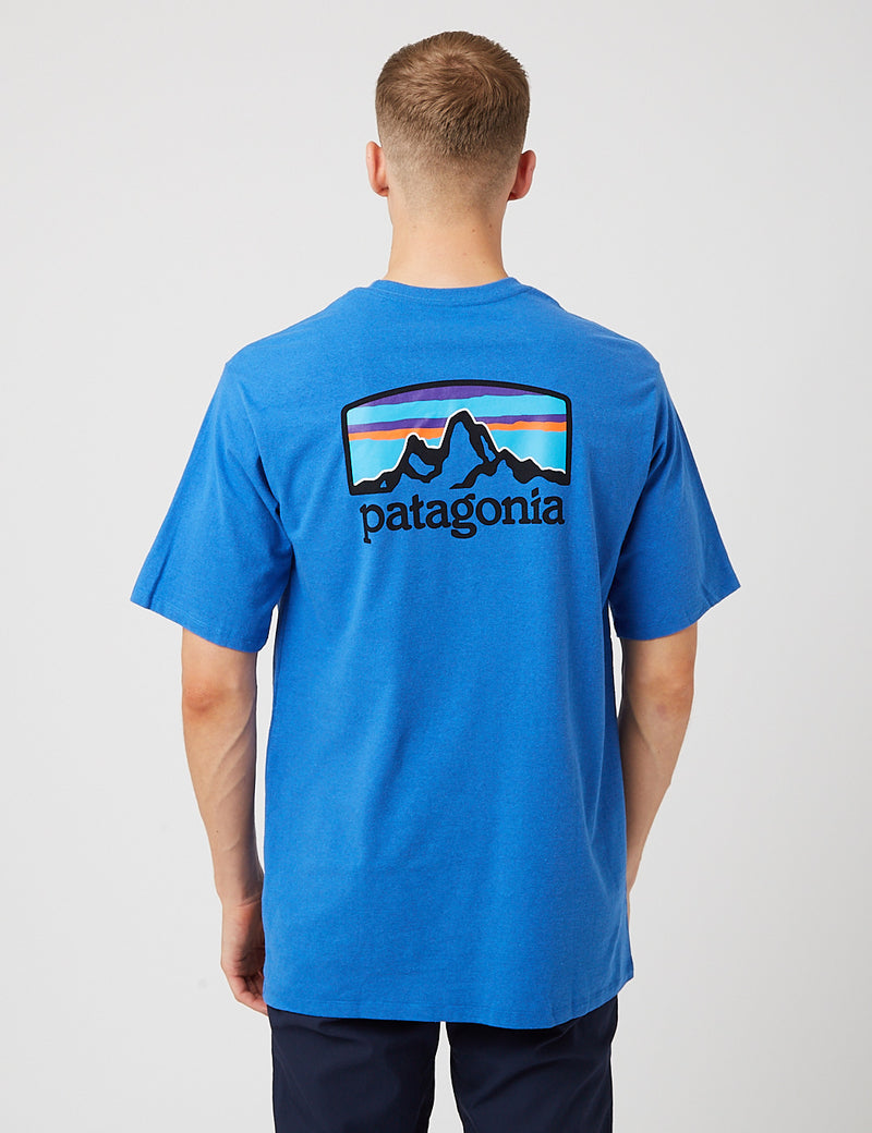 Patagoniaフィッツロイホライゾンズレスポンシビリ-Tシャツ-バイユーブルー