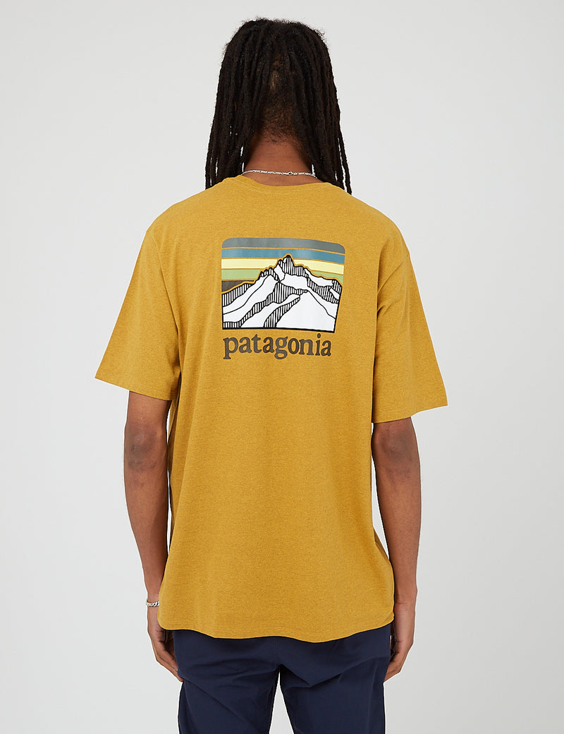 Patagoniaラインロゴリッジポケットレスポンシビリ-Tシャツ-ソバゴールド