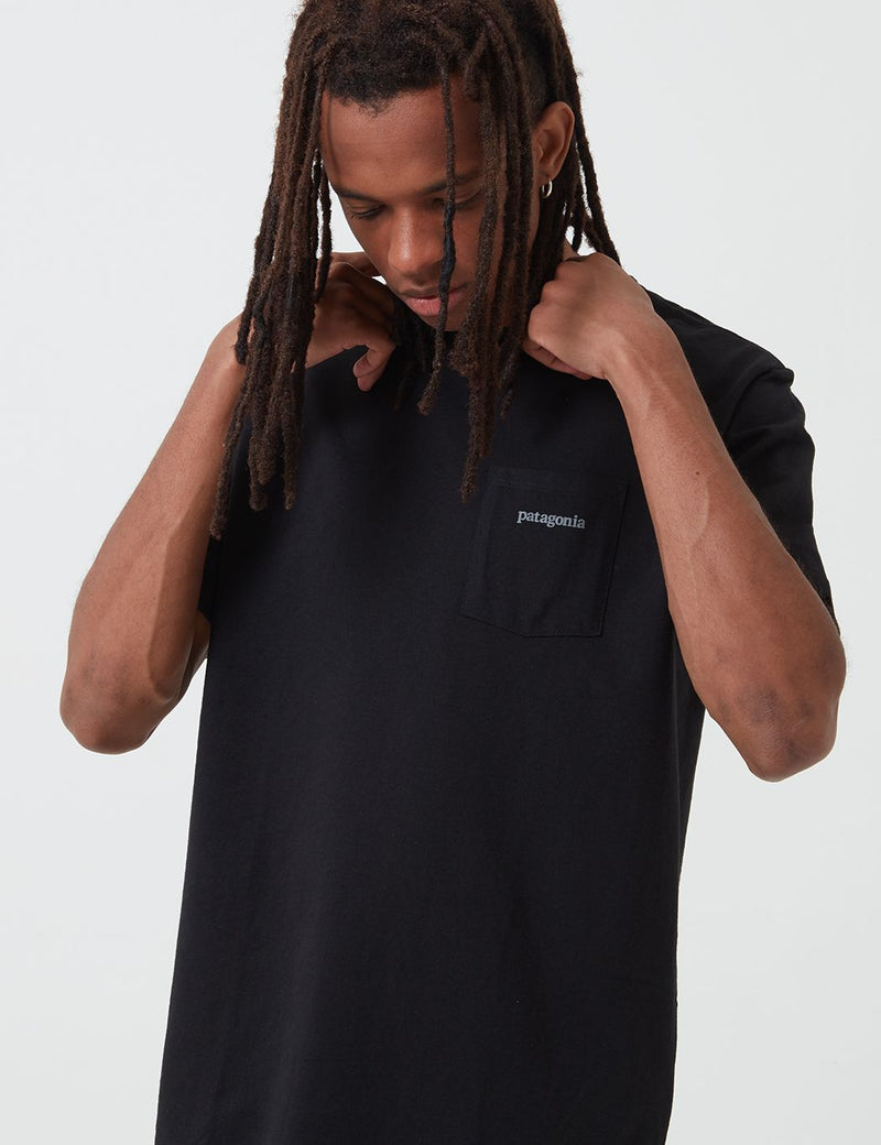 Patagonia Line Ridge Logo Pocket Responsibili-­Tee T­-Shirt - Black