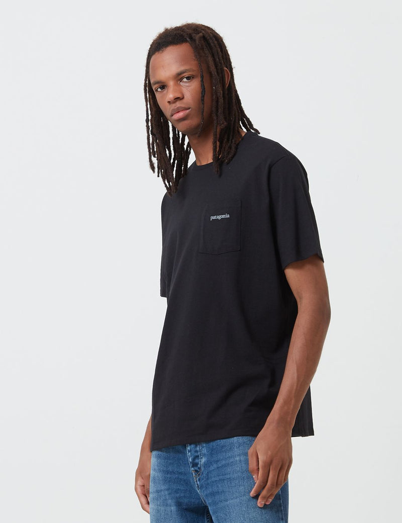 Patagonia Line Ridge Logo Pocket Responsibili-­Tee T­-Shirt - Black