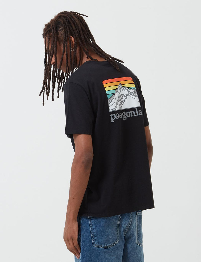 Patagonia Line Ridge Logo Pocket Responsibili-­Tee T­-Shirt - Black