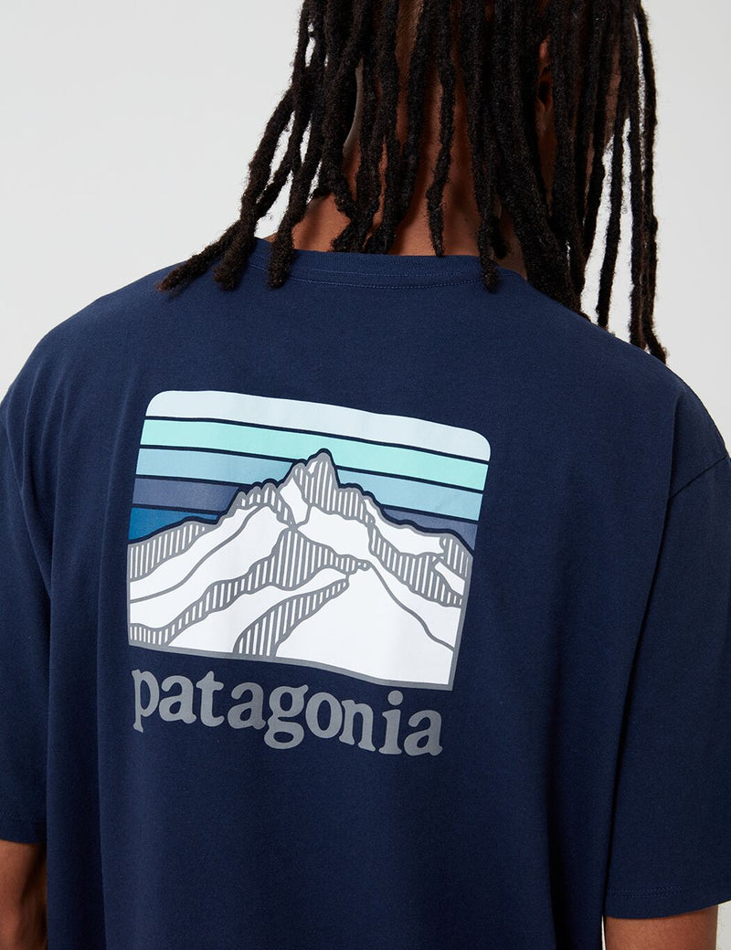 Patagonia Line Ridge Logo Pocket Responsibili-­Tee T­-Shirt - Classic Navy Blue