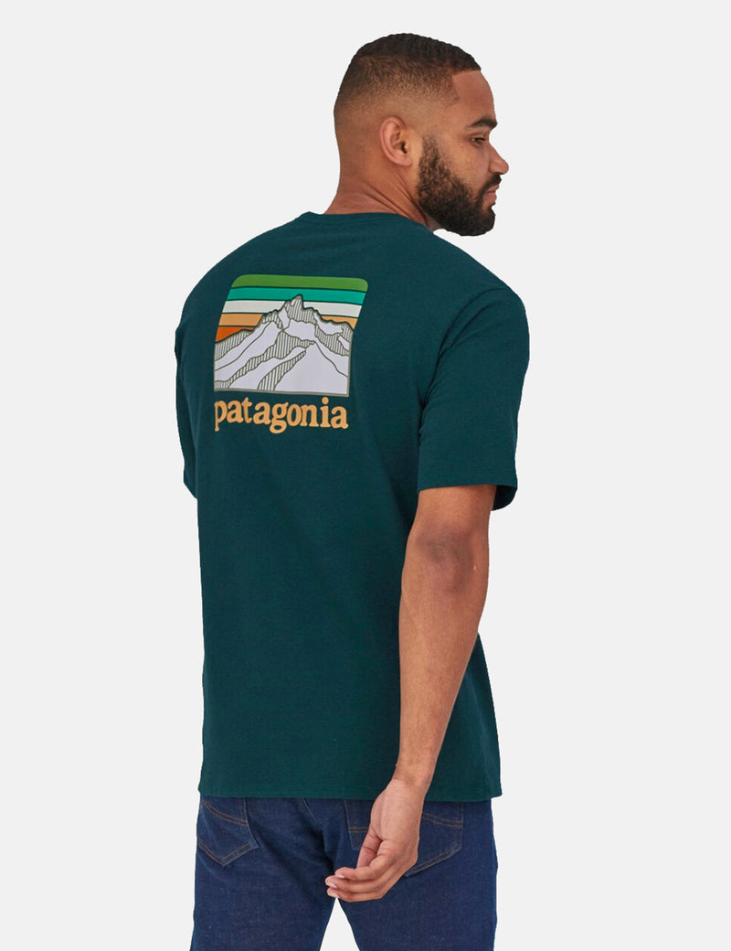 Patagonia Line Logo Ridge Pocket Responsibili-Tee T-Shirt - Dark Borealis Green