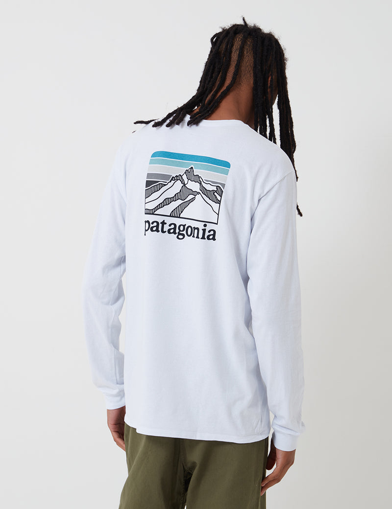 T-Shirt à Manche Longue Patagonia Line Logo Ridge Responsibili-Tee - White