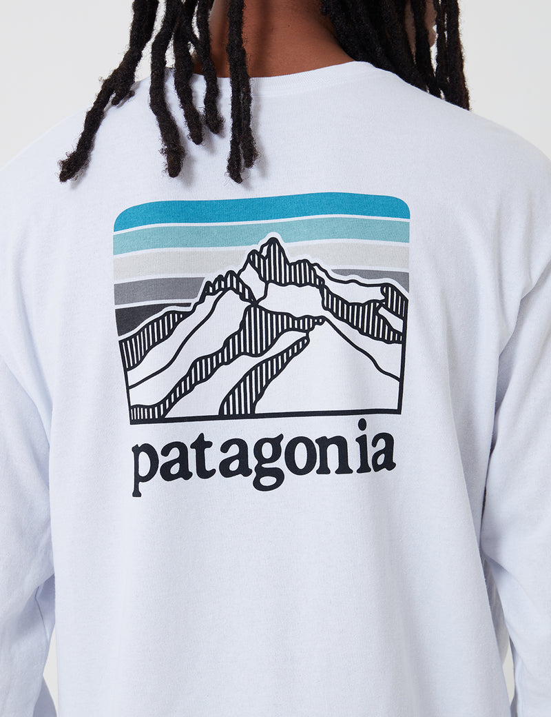 Patagonia Line Logo RidgeResponsibili-Tシャツ長袖Tシャツ-ホワイト